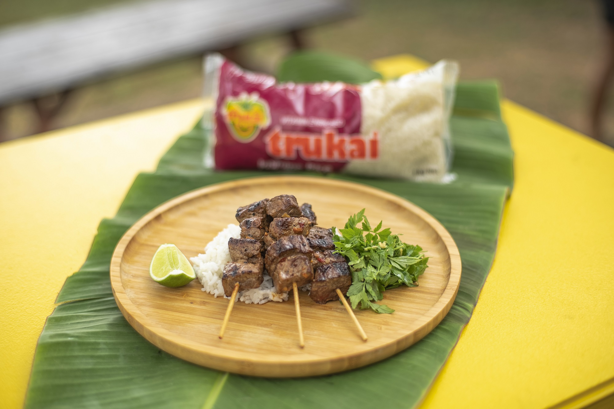 Jasmine Coconut Rice, Beef Skewers & Watercress Ginger Salad